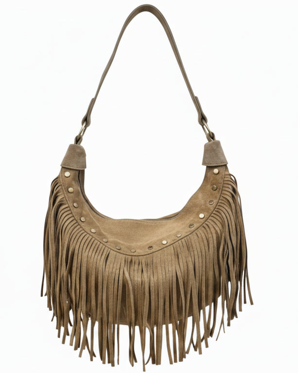 Sacoche cloutée à franges
