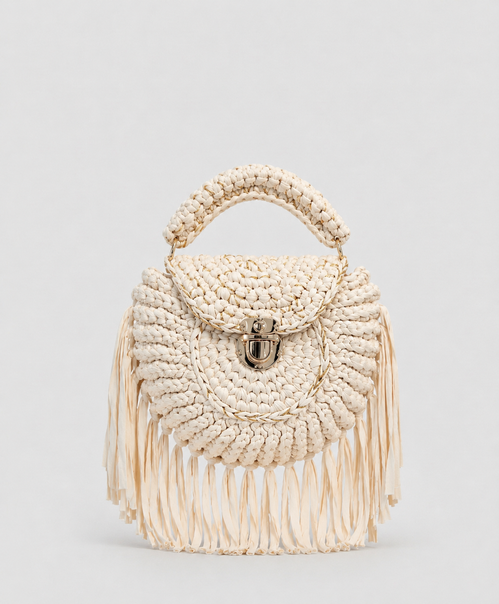 Sac à main rond à franges - style bohème chic - Rosalie