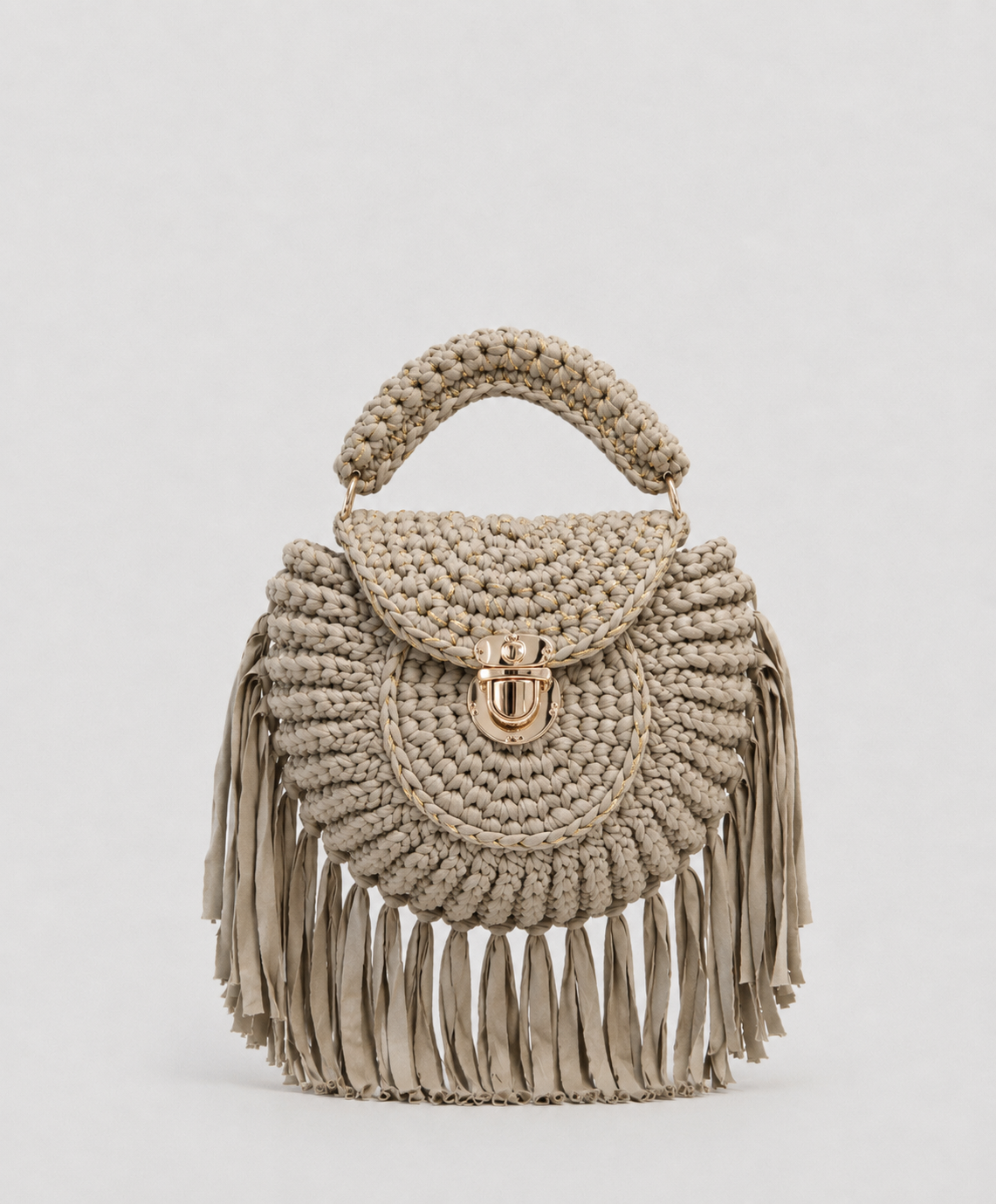 Sac à main rond à franges - style bohème chic - Rosalie