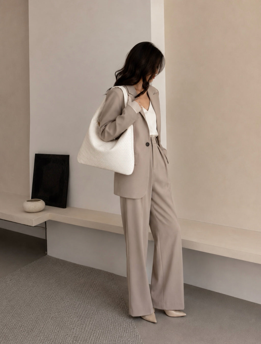Sac à main porté épaule effet tressé