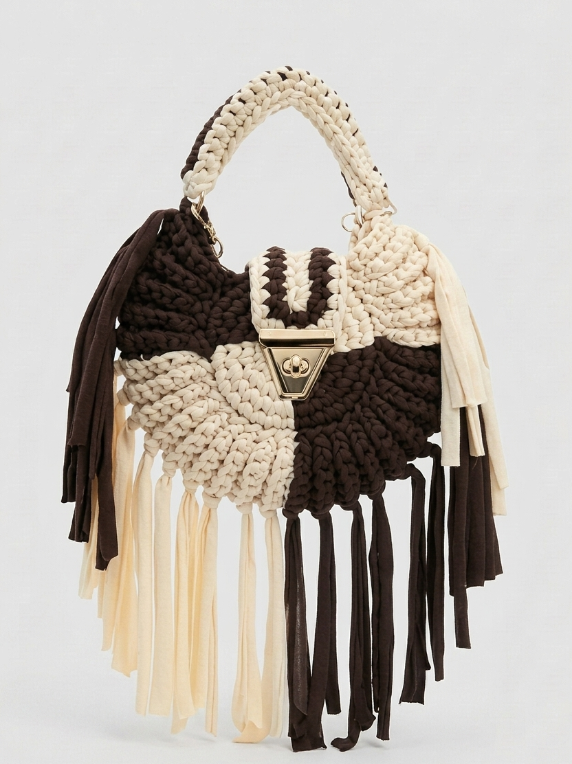 Sac à main rond à franges - style bohème chic - Rosalie