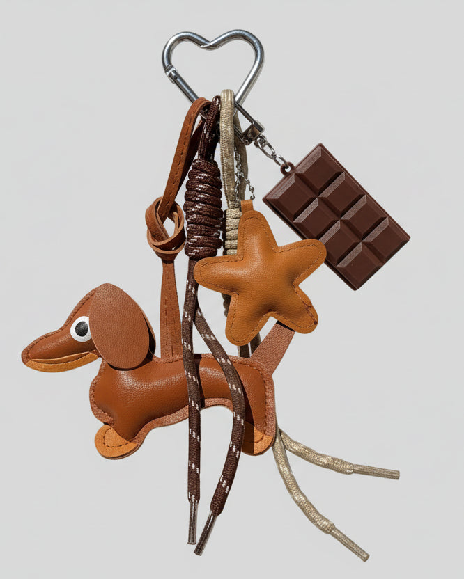 Charms porte clé pour sacs à main Teckel petit chien