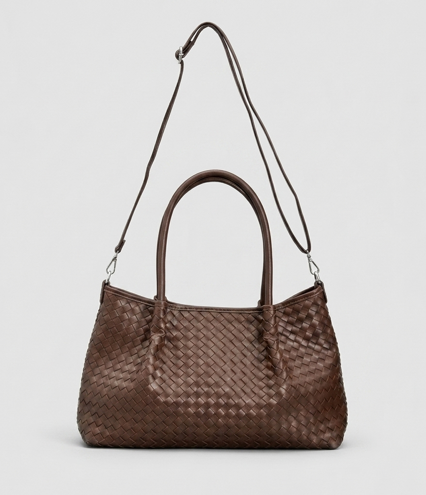 Grand sac à main effet tressé avec bandoulière - pour les cours - pour le travail - Bettina