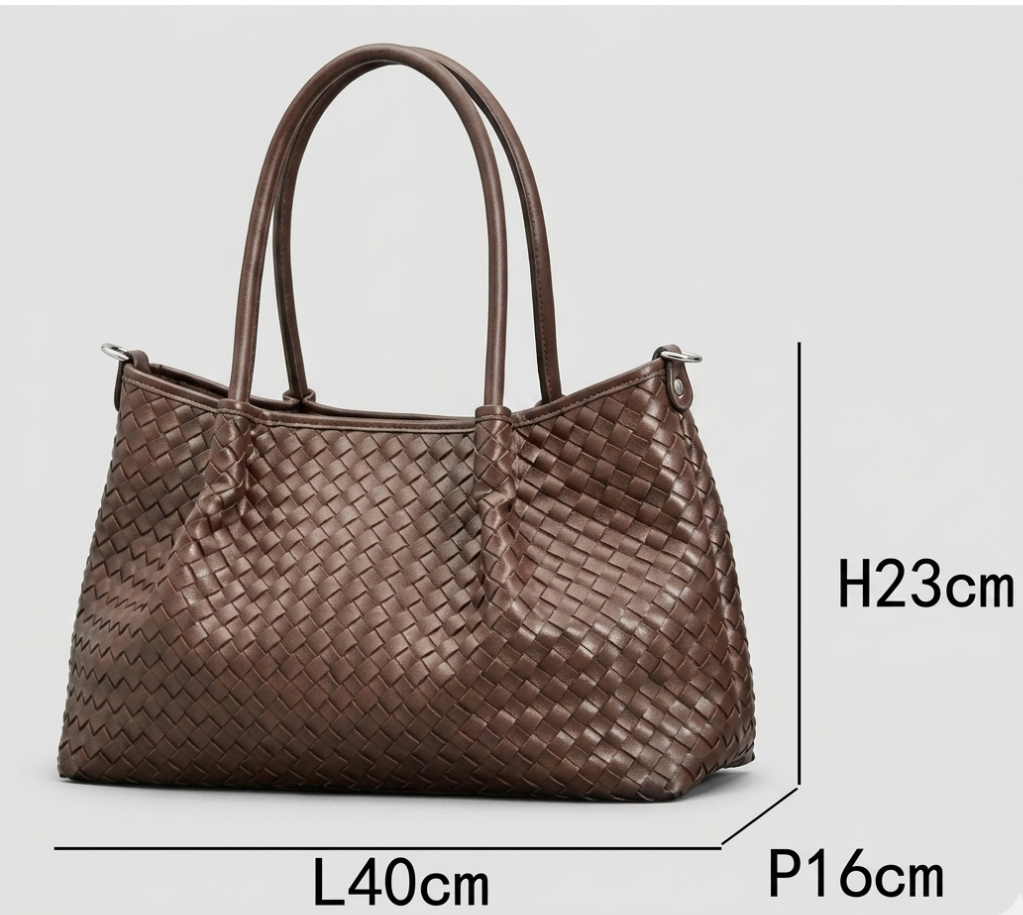 Grand sac à main effet tressé avec bandoulière - pour les cours - pour le travail - Bettina