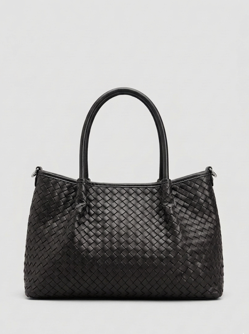 Large woven-effect handbag with shoulder strap - for school - for work - Bettina